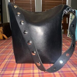 Madewell Black Shoulder Bag with Silver Hardware Studded Accents